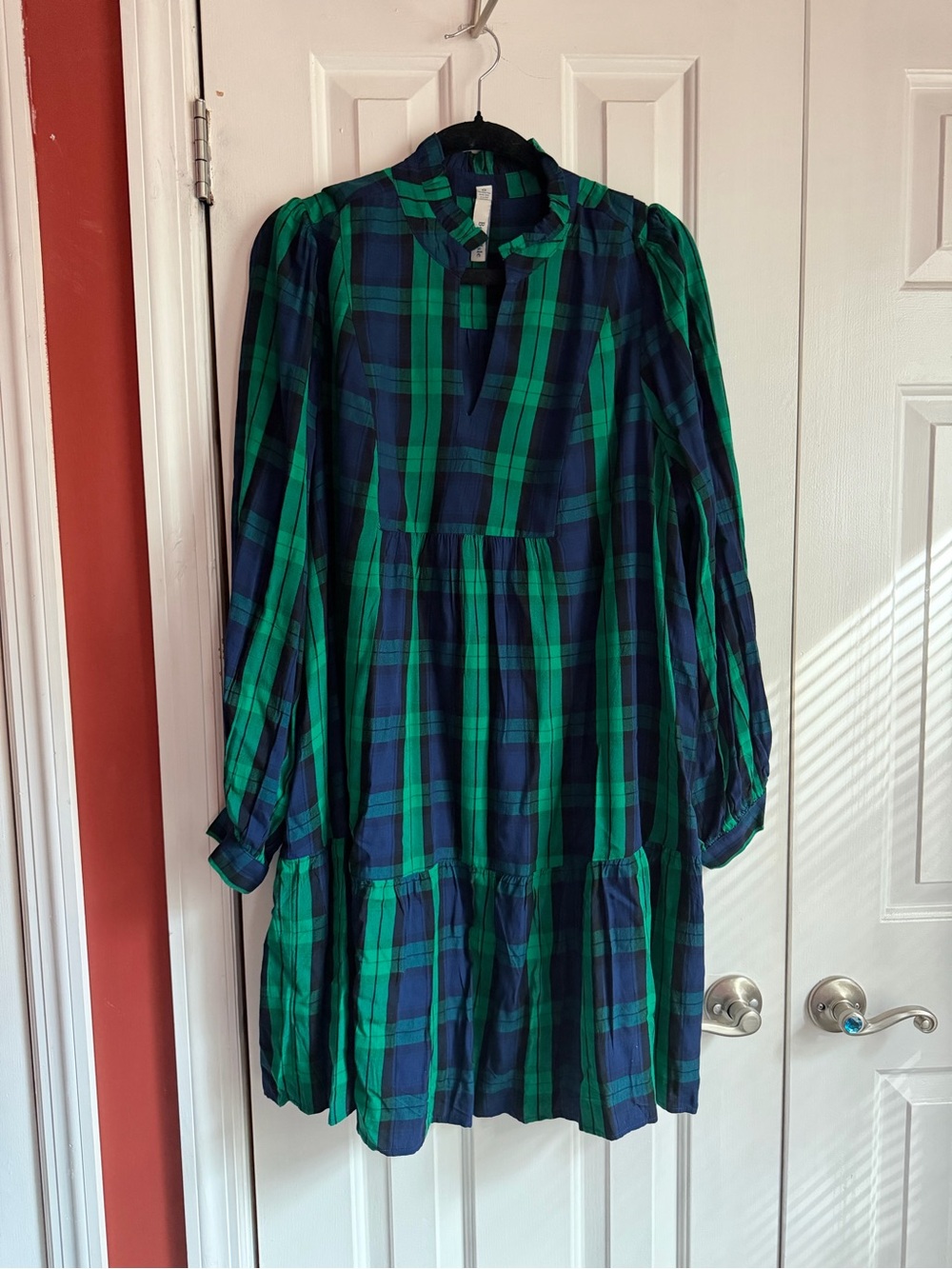 torrid Green & Navy Plaid Tiered Mini Dress